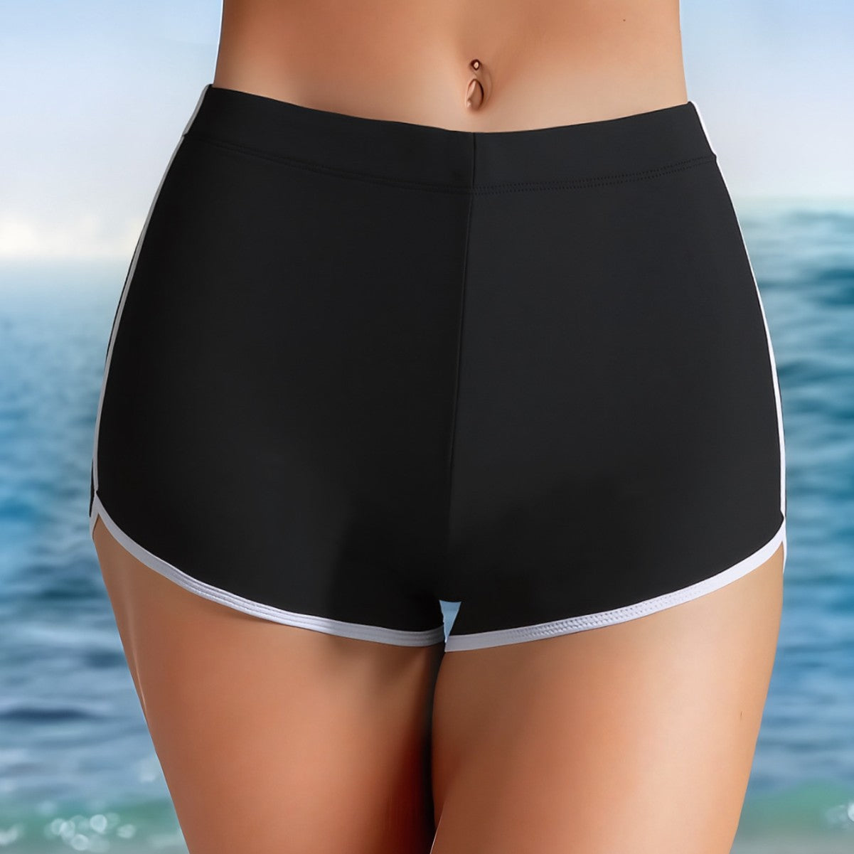 Bañador para mujer con estampado de cuadros en contraste blanco y negro