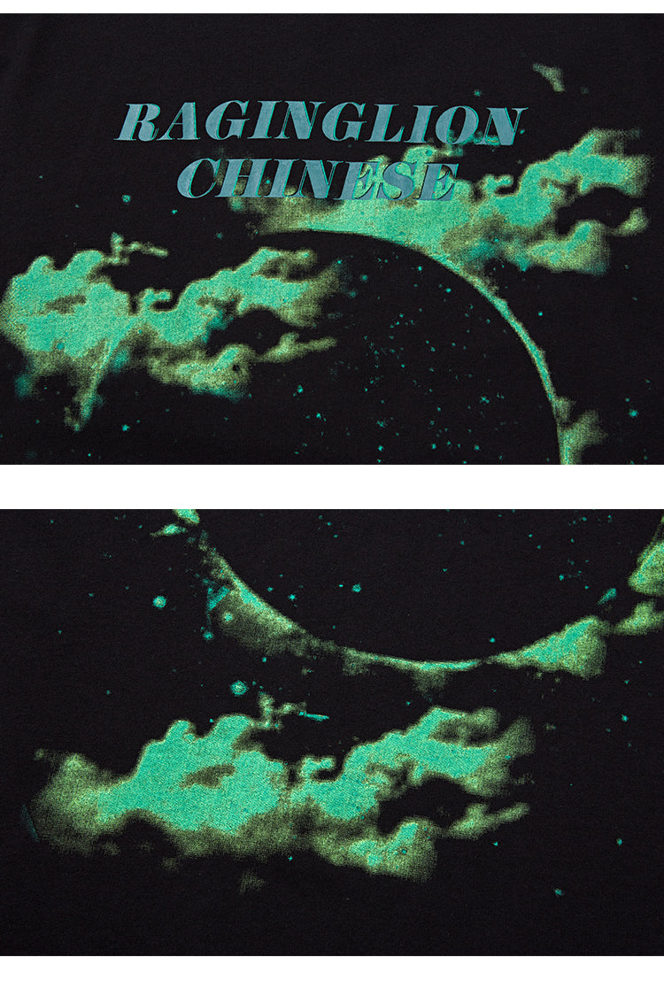 Camiseta holgada de manga larga con diseño retro de nube ardiente