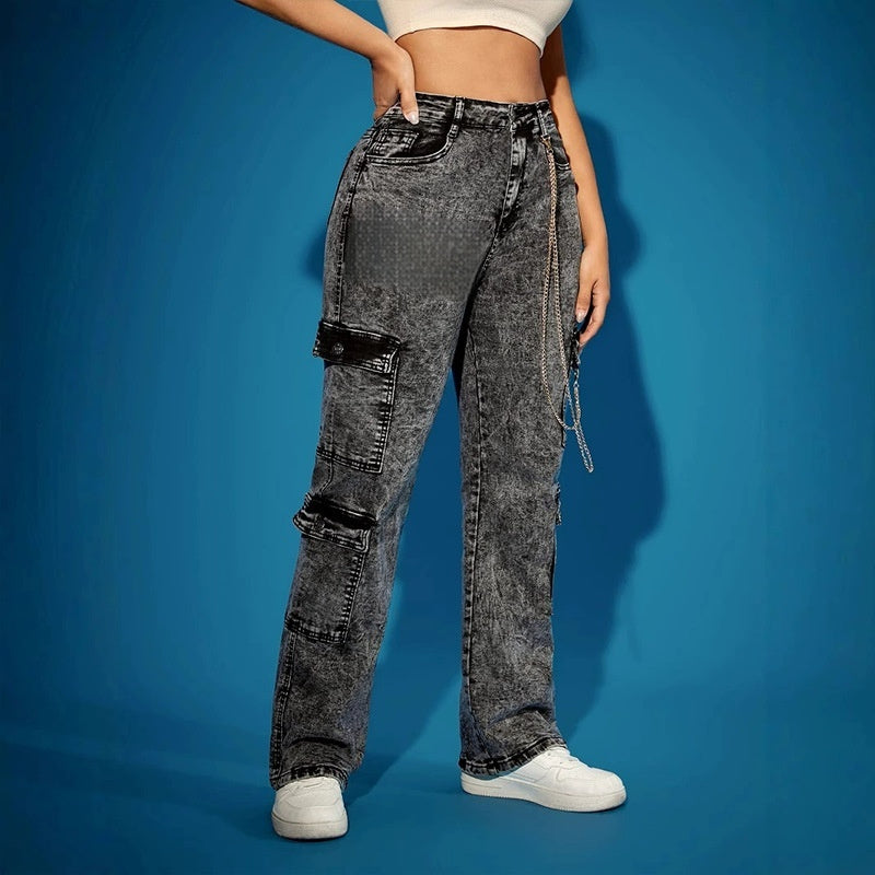 Pantalones cargo multibolsillos de alta elasticidad y moda