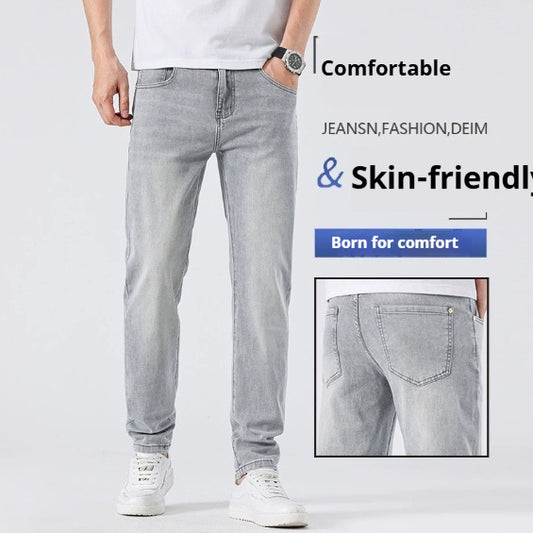 Light Wash Jeans Men's Slim Straight Leg Pants