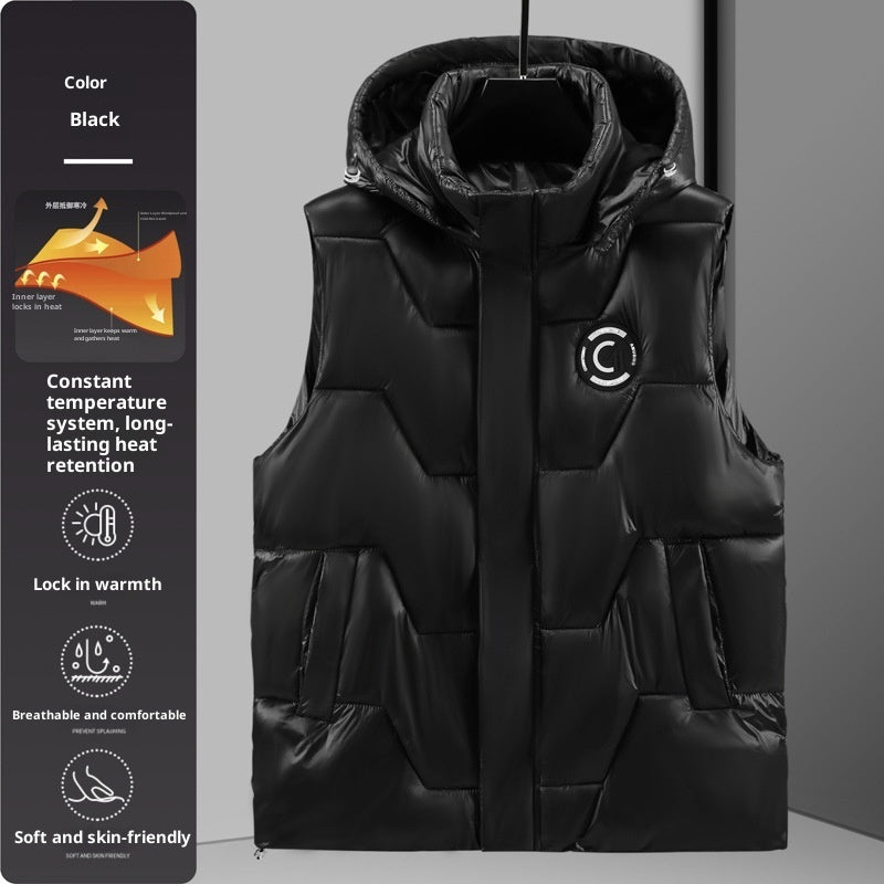 Chaleco informal holgado y cálido de felpa para hombre