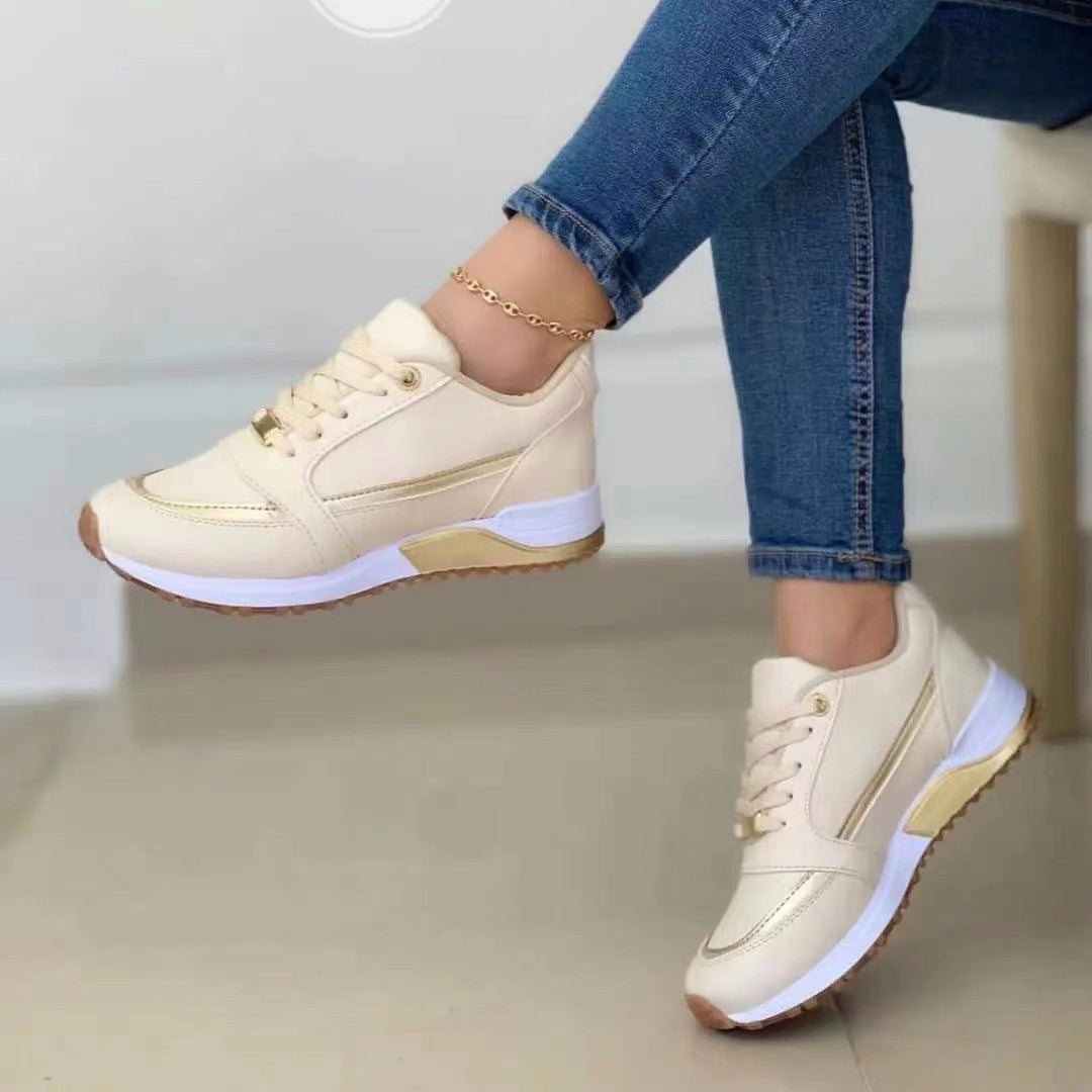 Zapatos planos informales con cordones para mujer, zapatillas deportivas de punta redonda y poco profundas para caminar
