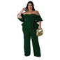 Sexy Off-shoulder Short-sleeve Wide-leg Stretch Jumpsuit