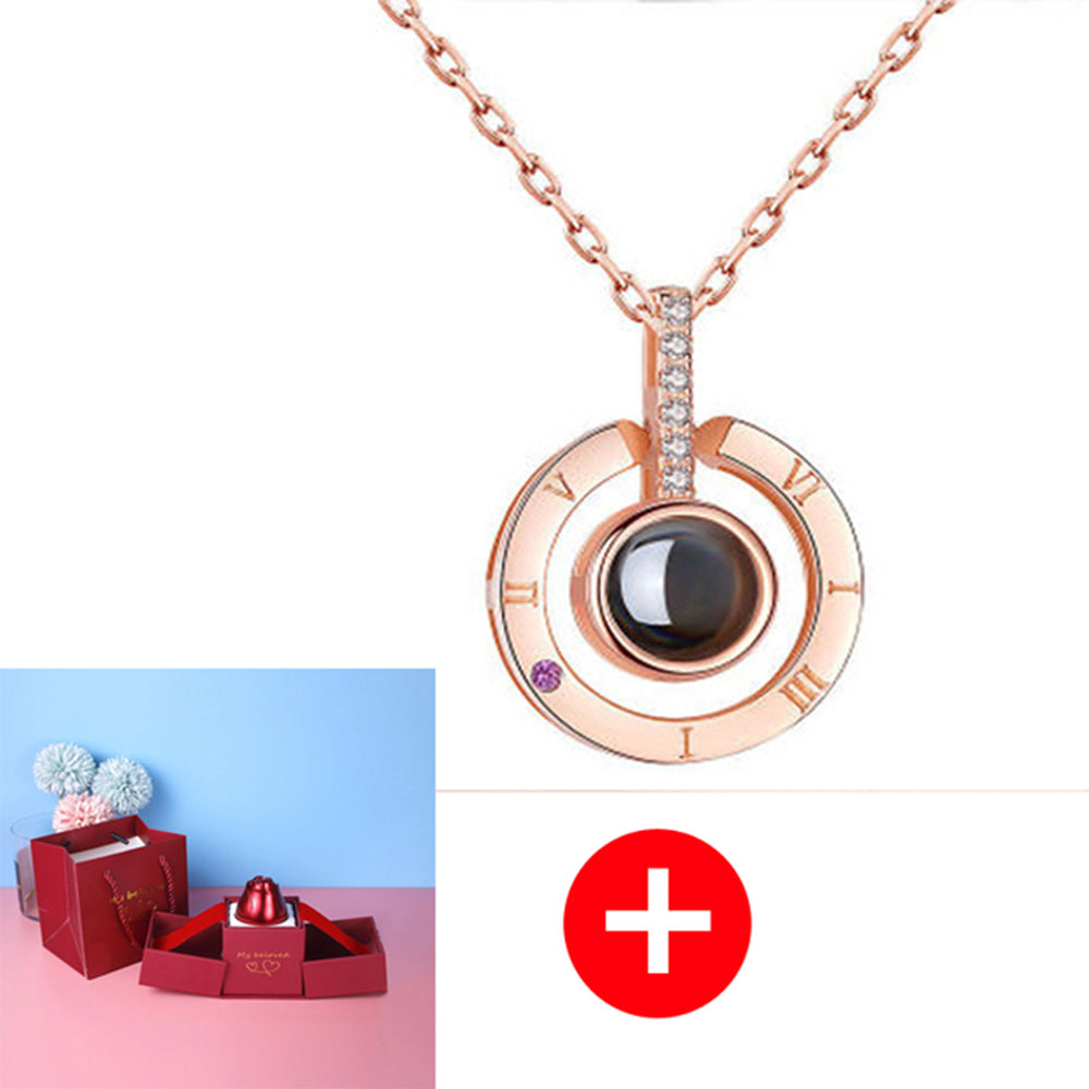 Regalos populares para el Día de San Valentín: collar con caja de regalo de joyería de rosa de metal para boda, collar para novia, regalos