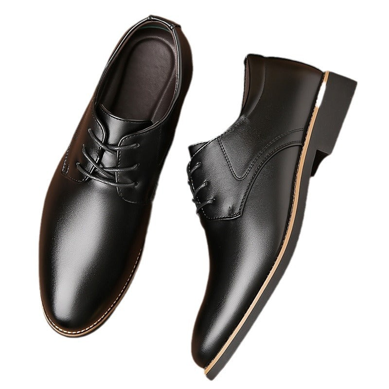 Zapatos formales de negocios de talla grande de cuero negro para hombre