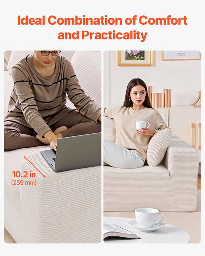 Modular Sectional Sofa, L Shaped Modular Sofa With Chaise, Cloud Sectional Couch With High Rebound Sponge And Density, Upholstered Corduroy Couch With Cushion For Living Room, Apartment, Beige