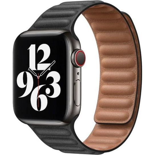 Strado Pasek skórzany opaska do Apple Watch 7 45mm (Czarny) uniwersalny (Pasek skórzany Apple)