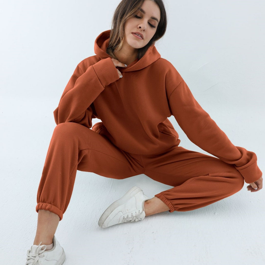 Suéter con capucha informal para mujer, traje de dos piezas, sudadera con capucha, chándal