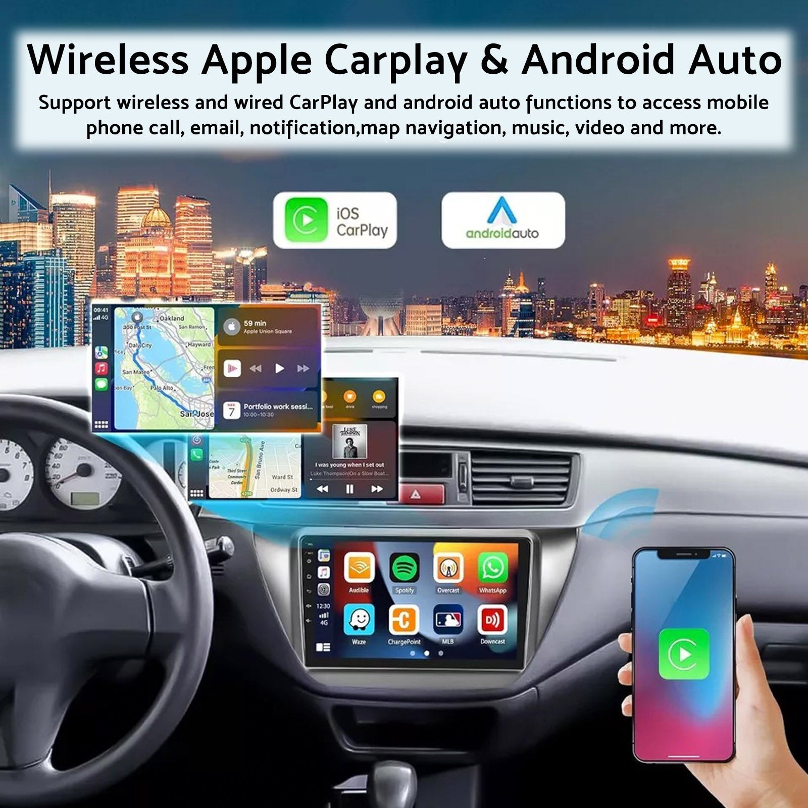 Estéreo CarPlay Android 13 de 4 GB + 64 GB compatible con Mitsubishi Lancer 2003-2007