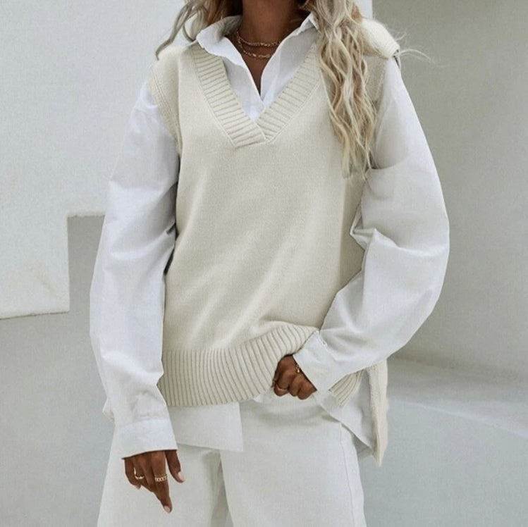 Chaleco de punto sin mangas de nuevo estilo para mujer