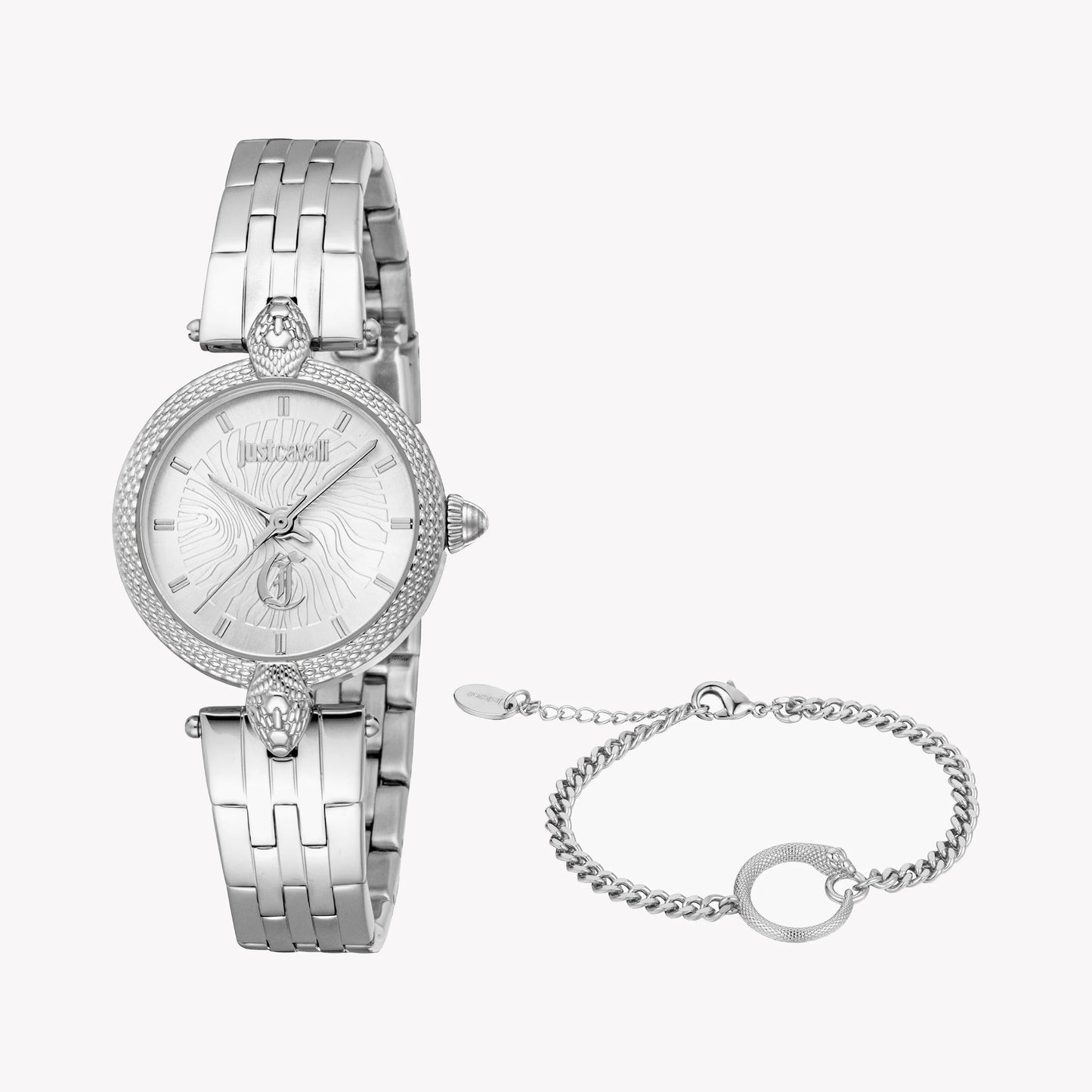 Just Cavalli Women's Silver Stainless Steel Watch, Silver Dial | Jc1l330m0045