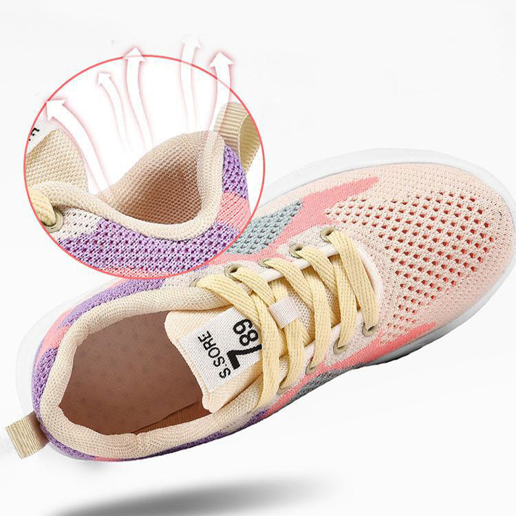 Zapatillas informales con cordones y bloques de color para mujer, versátiles, transpirables, ligeras, para caminar y correr