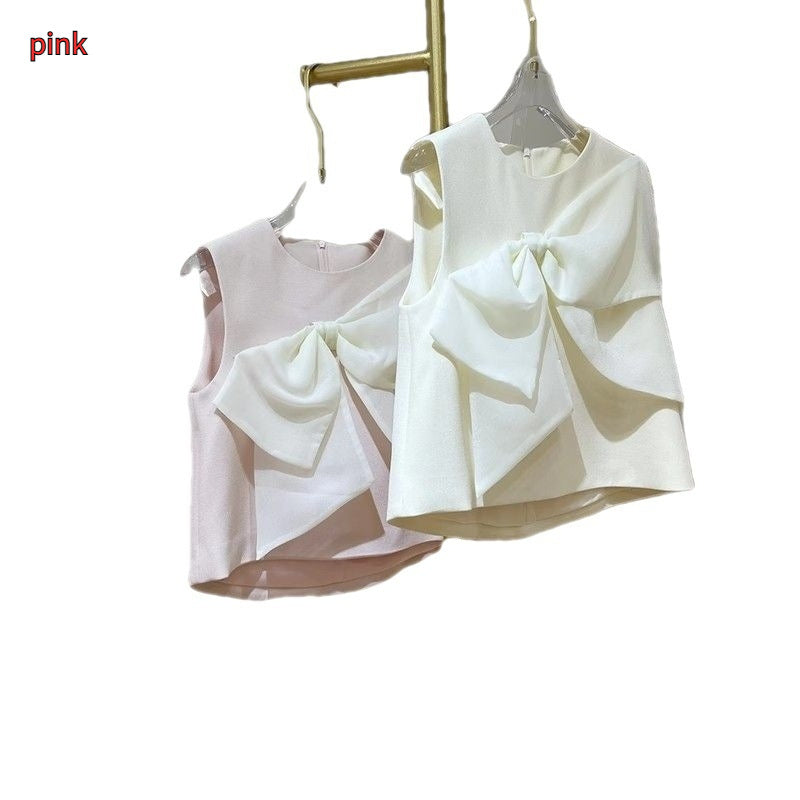 Top sin mangas con lazo grande de verano para mujer