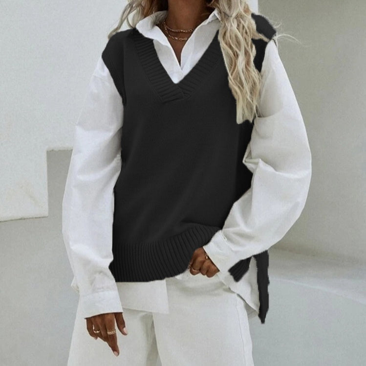 Chaleco de punto sin mangas de nuevo estilo para mujer