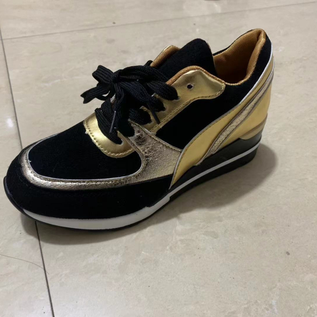 Zapatillas planas informales con plataforma y lentejuelas en bloques de color para mujer