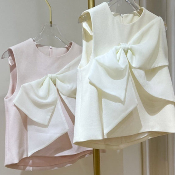 Top sin mangas con lazo grande de verano para mujer