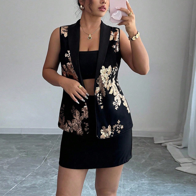 Top sin mangas con estampado para mujer