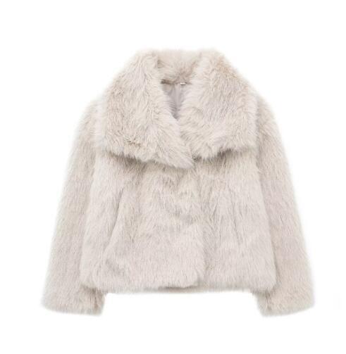 Abrigo de felpa de invierno, cálido, grueso y esponjoso, chaqueta con solapa, prendas de vestir exteriores, tops casuales de manga larga, ropa para mujer