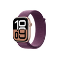 Apple Watch Series 10, Cellular, 46 mm, carcasa de aluminio auriu-roz, bucla sport Plum Loop (MWY83QH/A)