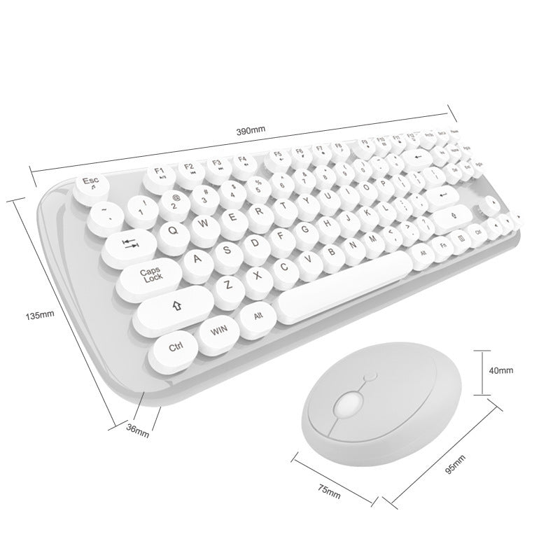 Conjunto de teclado y ratón inalámbricos para niñas, color retro