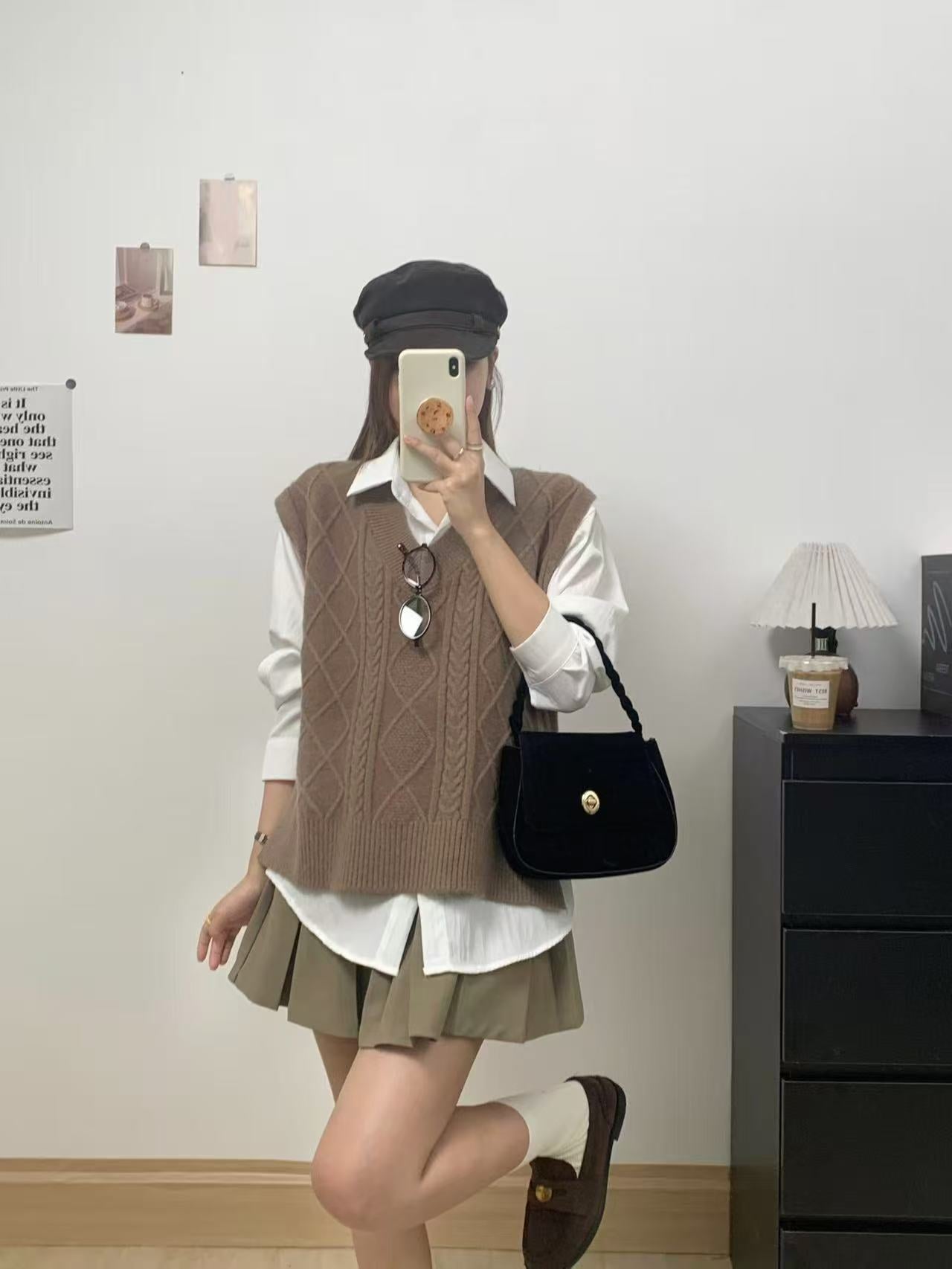 V-neck Knitted Casual Academic Style Women's Fashion Vest