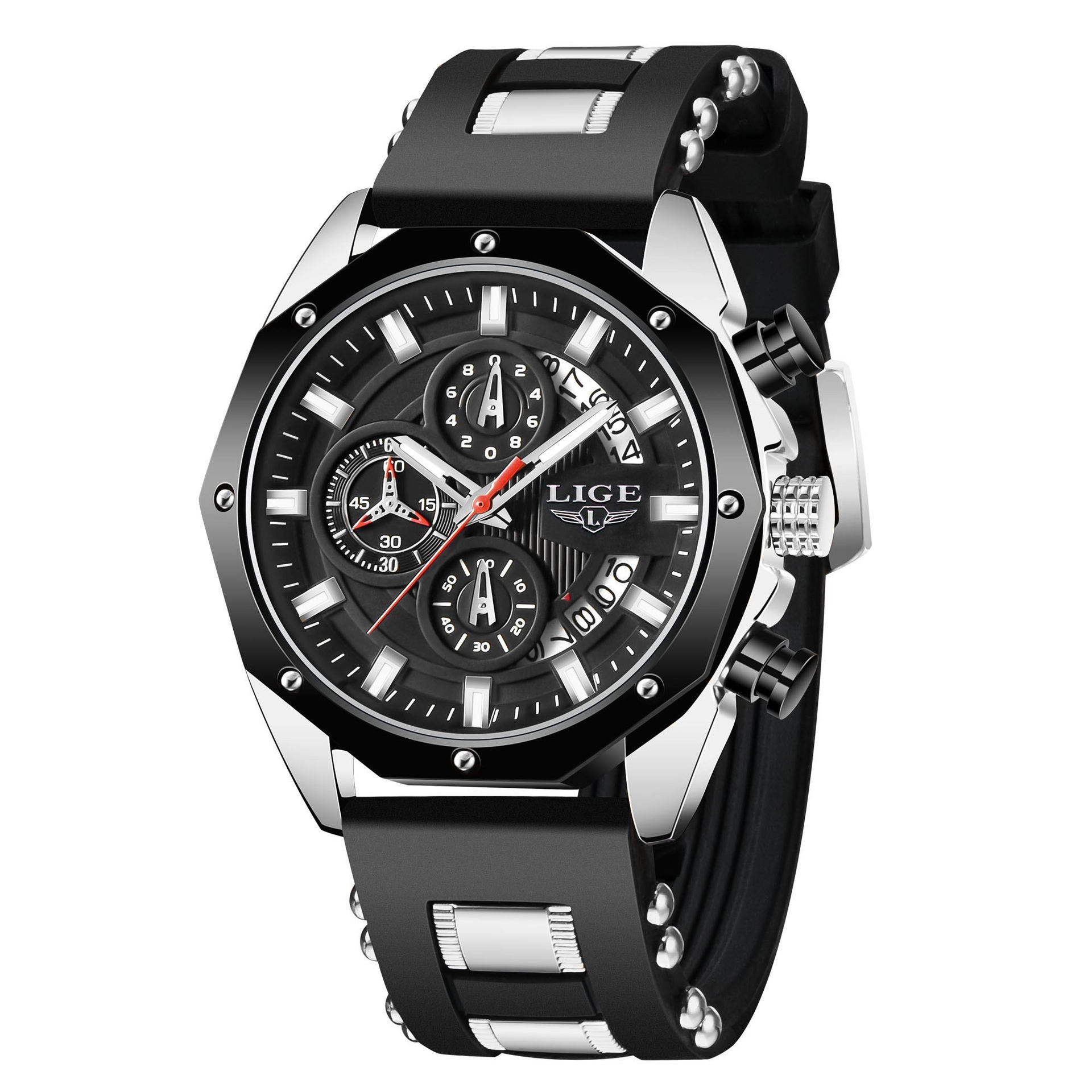 Relojes de moda para hombre, marca superior, reloj deportivo de silicona de lujo para hombre, reloj de cuarzo con fecha, reloj de pulsera resistente al agua, cronógrafo