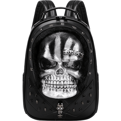 3D Skull Backpack,Skull  Studded, With Hair Backpack