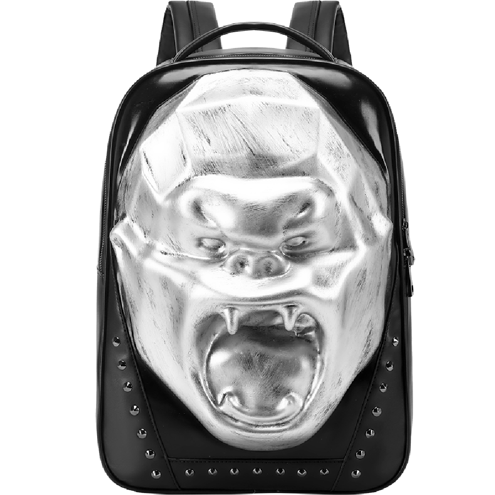 Cool Unisexs 3D Skull Backpack ,Angry King Kong Backpack , Studded Large Volumn Laptop Backpack