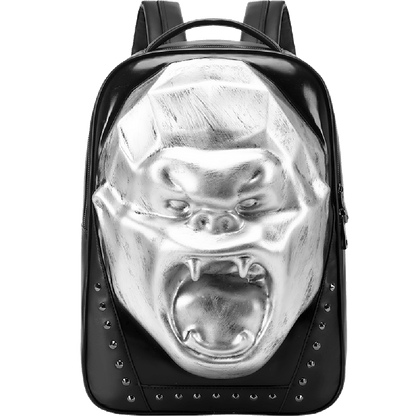 Cool Unisexs 3D Skull Backpack ,Angry King Kong Backpack , Studded Large Volumn Laptop Backpack