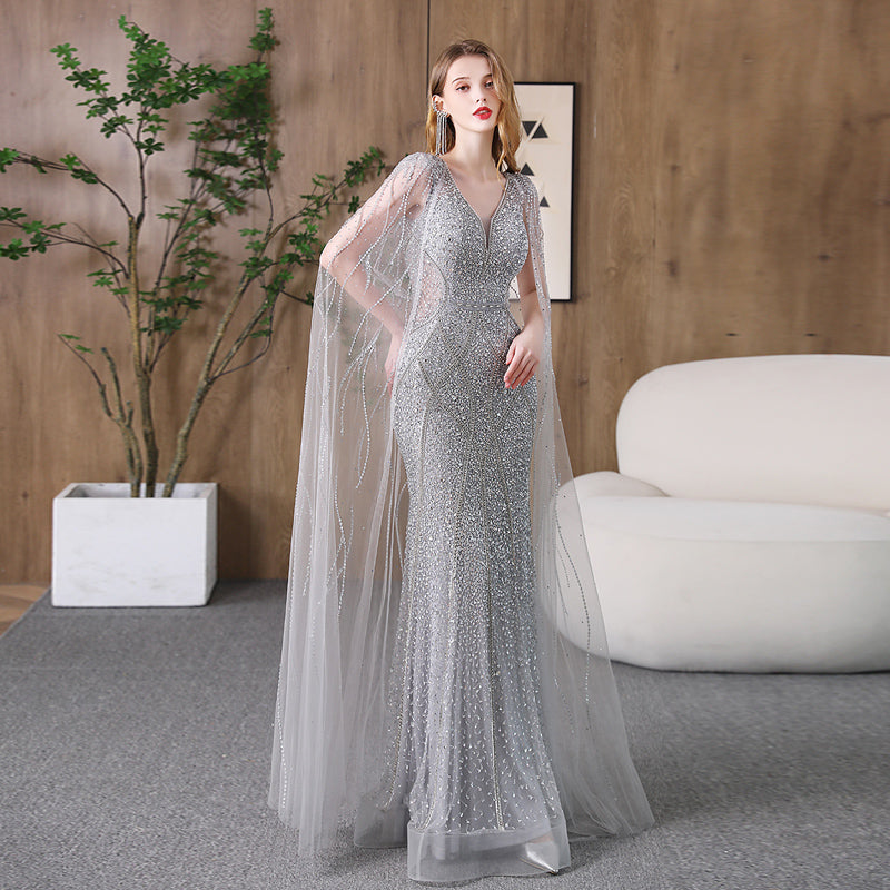 Vestido de noche para banquete, adelgazante, cola de pez, vestido de noche para anfitrión