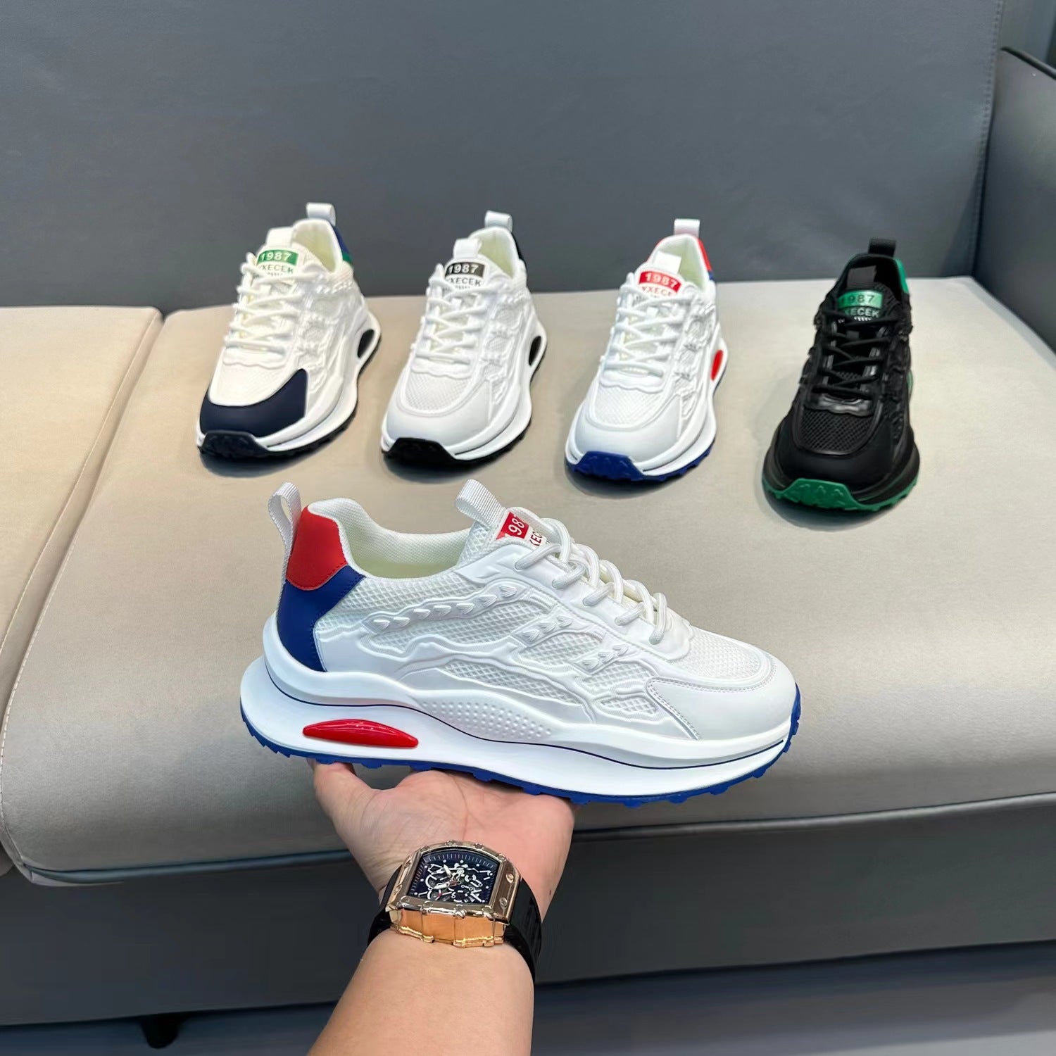 Zapatillas blancas con cordones, zapatos planos de malla transpirable a la moda, ligeros, versátiles, informales, para correr y caminar.