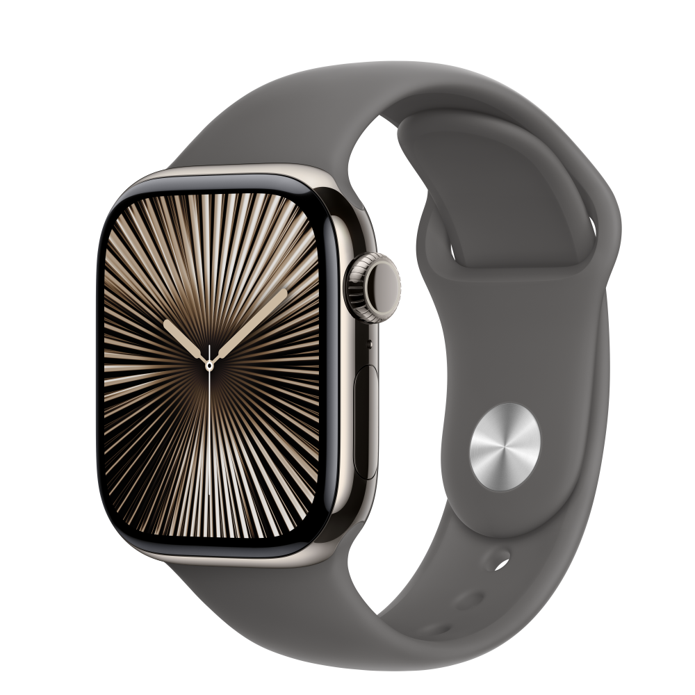 Apple Watch S10 Cellular 42mm titántok, kőszürke sportszíj M/L (APPLE-MWXE3QH)