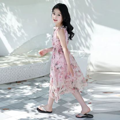 Vestido bohemio de verano para niña - Vestido playero largo con estampado floral