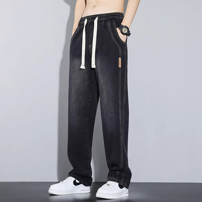 American Retro Men's Straight Loose Elastic Waist Casual Pants