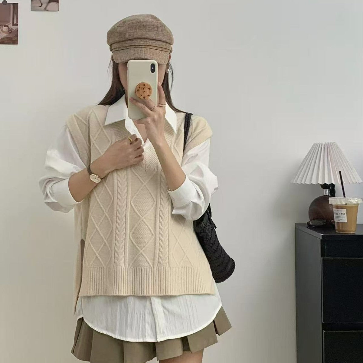 V-neck Knitted Casual Academic Style Women's Fashion Vest