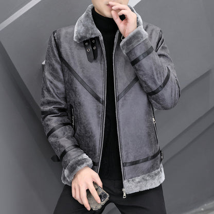 Fashion Casual Simple Thick Fur Collar Men's Clothing