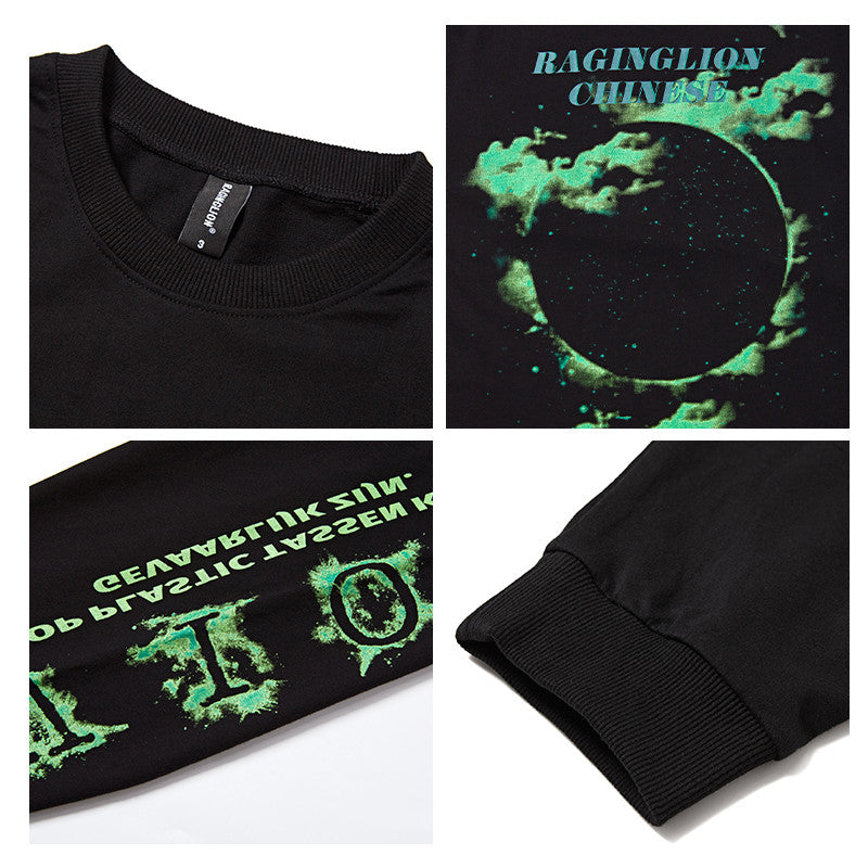 Camiseta holgada de manga larga con diseño retro de nube ardiente