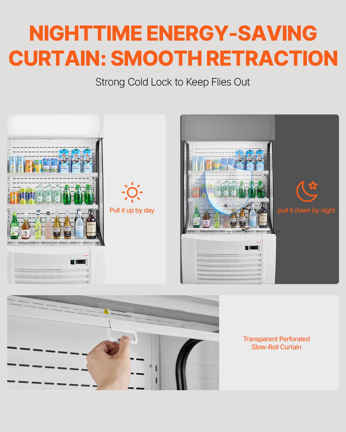 Refrigerador comercial de exhibición al aire libre con estantes de 2 niveles, refrigerador de exhibición listo para llevar con cortina de aire y luz LED publicitaria, ideal para restaurantes, tiendas y oficinas, 12.7 pies cúbicos.