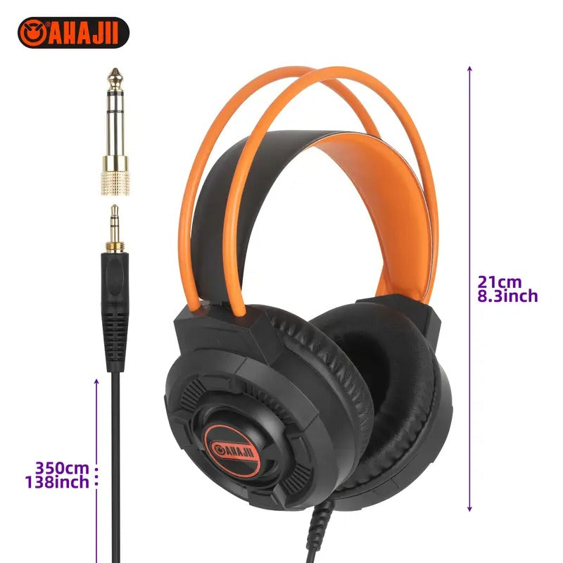 NNETM Studio Monitor Headphones Orange & Black Closed-Back Design