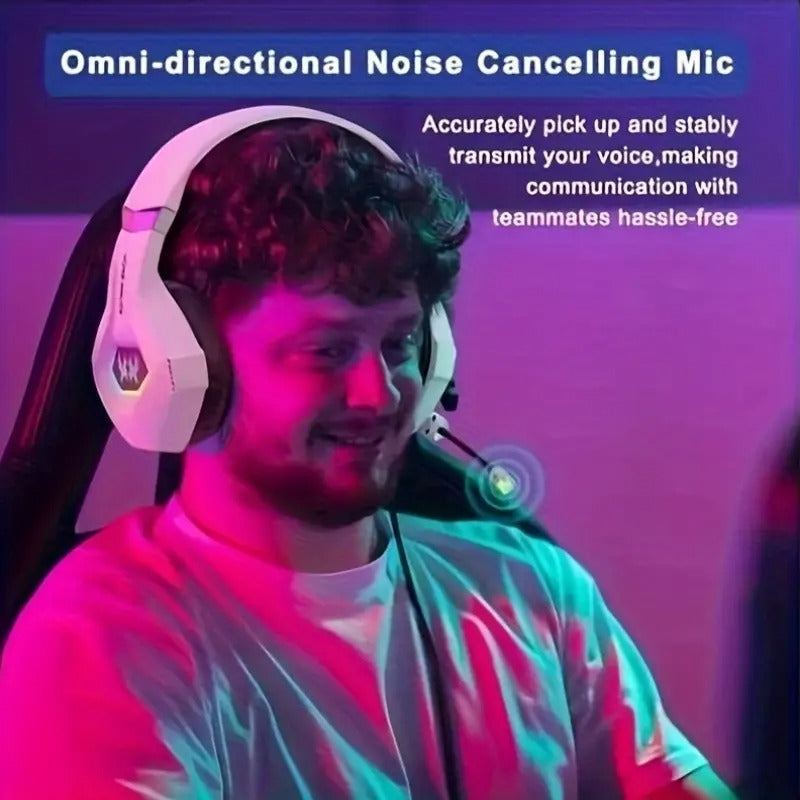 Auriculares para juegos con cable NNETM, iluminación RGB y micrófono