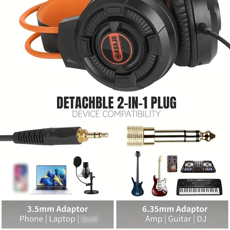 Auriculares de monitor de estudio NNETM con diseño cerrado en naranja y negro