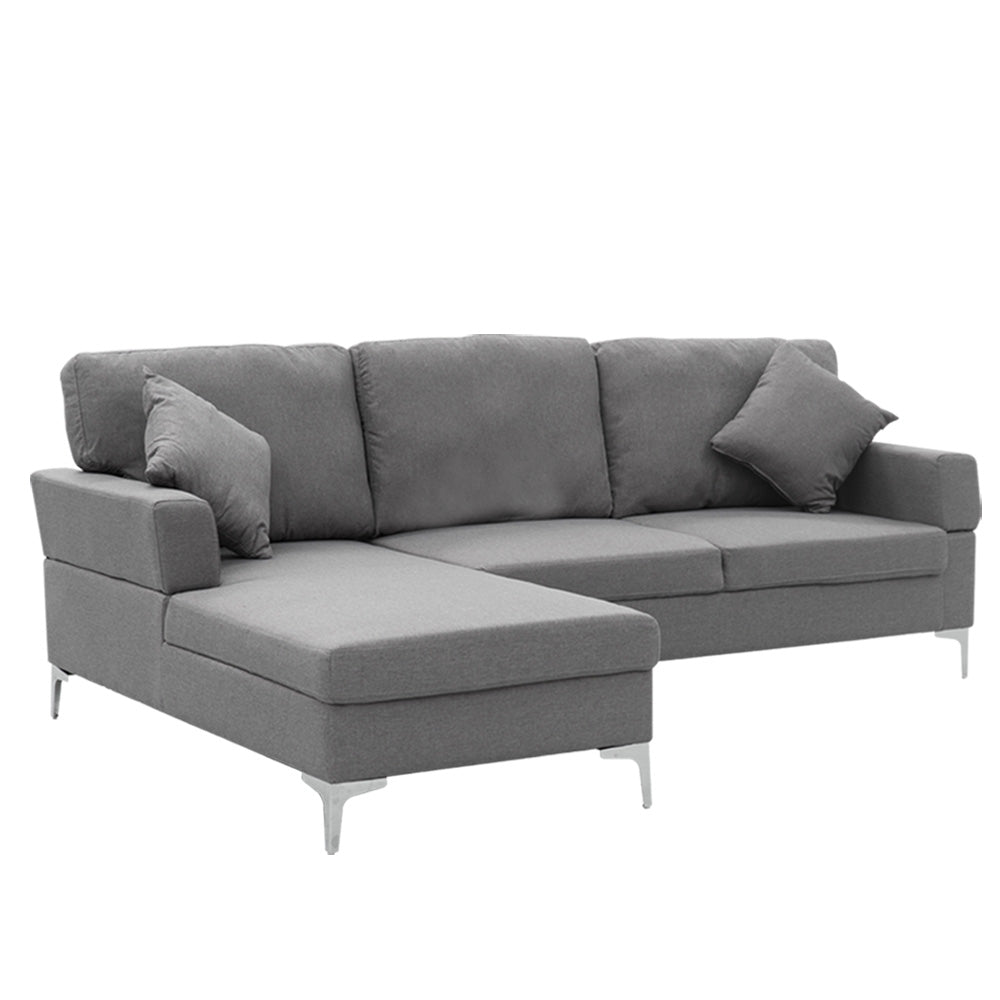 NNEDPE Sarantino - Sofá esquinero de lino en forma de L, chaise longue derecho, color gris