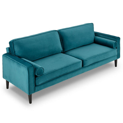 NNEDPE Sarantino Faux Velvet Sofa Bed Couch Furniture Lounge Suite Seat Blue