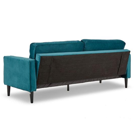 NNEDPE Sarantino Faux Velvet Sofa Bed Couch Furniture Lounge Suite Seat Blue