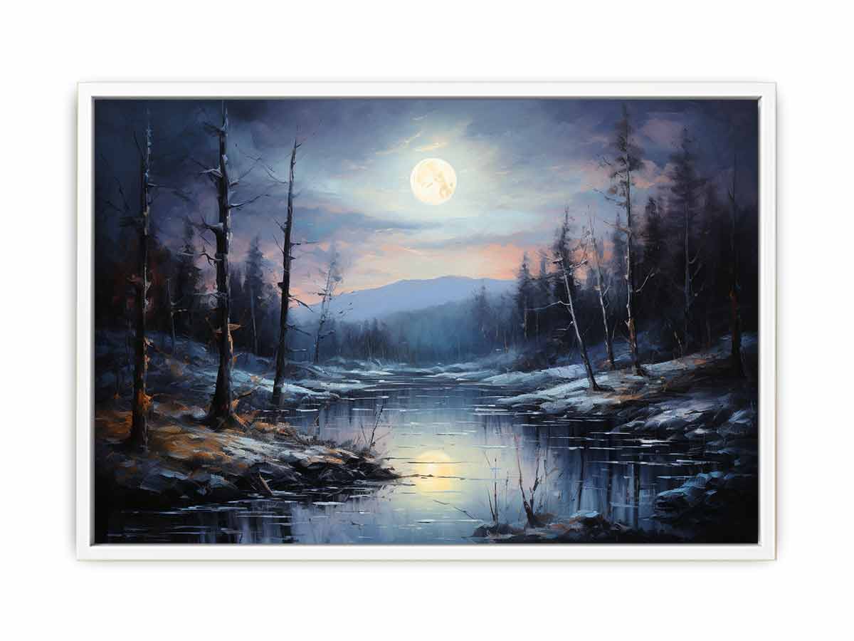 Pintura de paisaje a la luz de la luna para dormitorio.