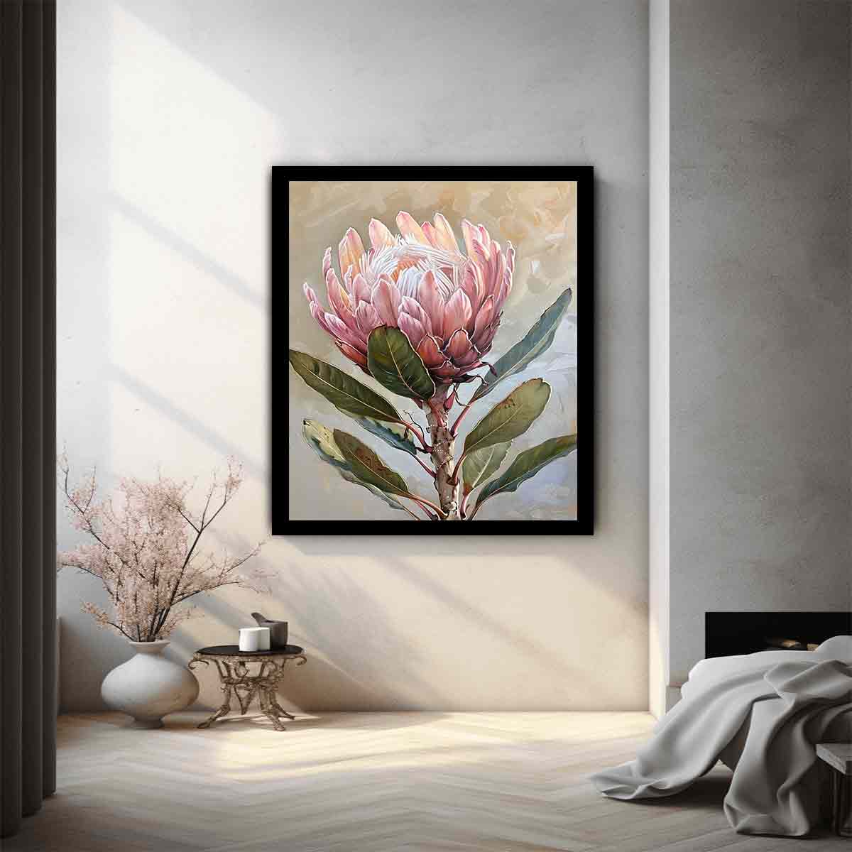 Protea Flowers painting Canvas Art Print