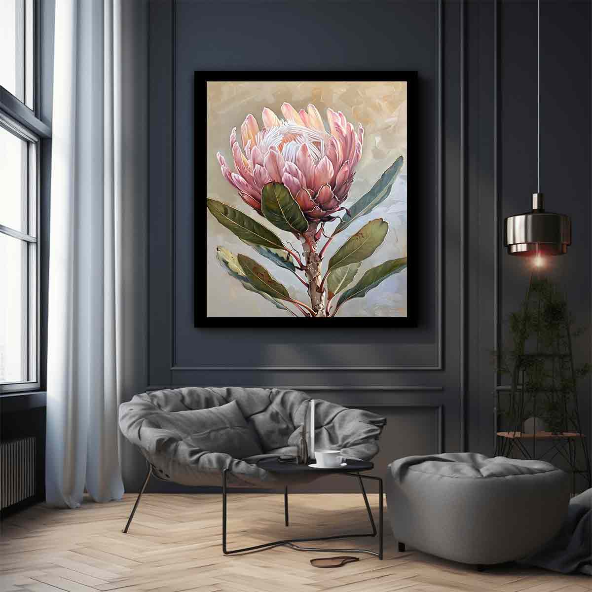 Protea Flowers painting Canvas Art Print