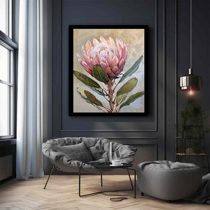 Protea Flowers painting Canvas Art Print