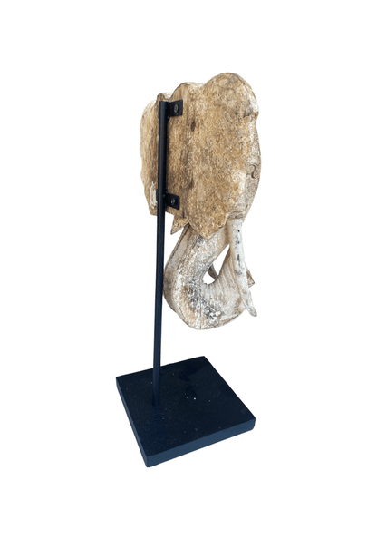 Primitive Elephant Wooden Warrior Statue