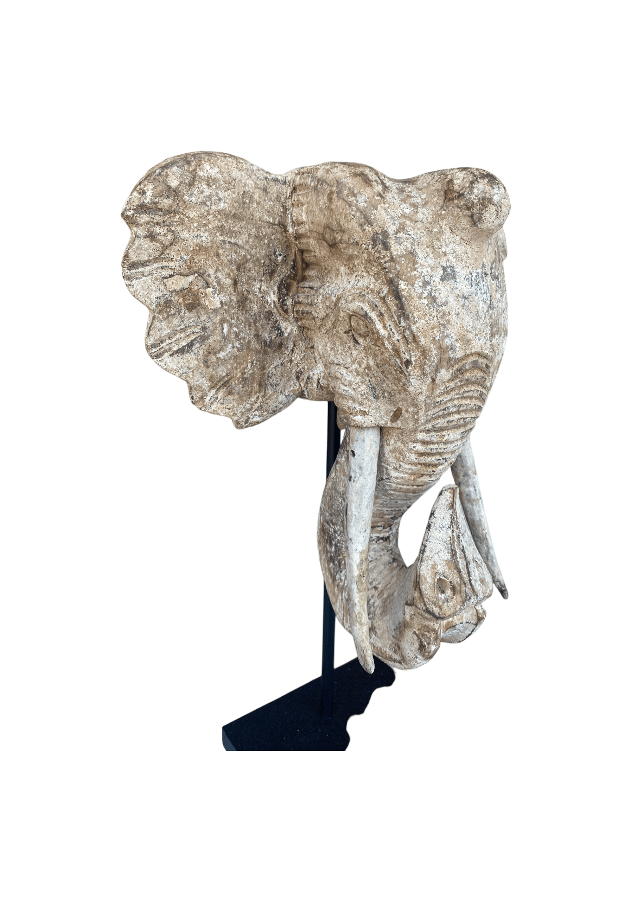 Primitive Elephant Wooden Warrior Statue